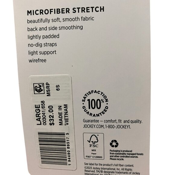 NWT Jockey Seamfree Wirefree Back Smoothing‎ Light Support Pink Bralette Size L - Picture 6 of 10